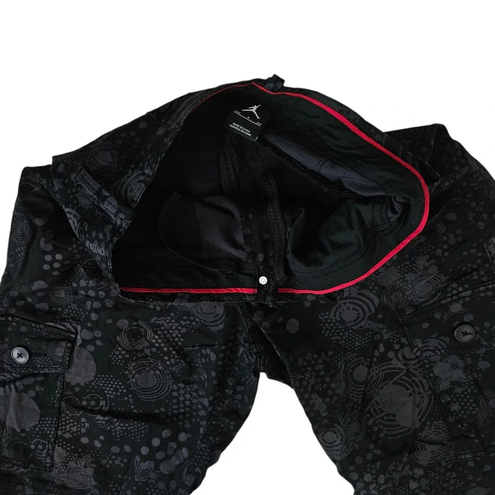 Nike Jordan Jumpman (Men's 30R) Black Graphic Print Cargo‎ Shorts Y2K Baggy